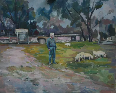 Artwork by Getman Topuria, 1995, Oil on Cardboard